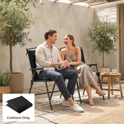 2Pcs Garden Chair Cushions, Waterproof Seat Pads, Black