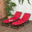 Folding Sun Loungers Set of 2 with Adjustable Backrest, Wine Red