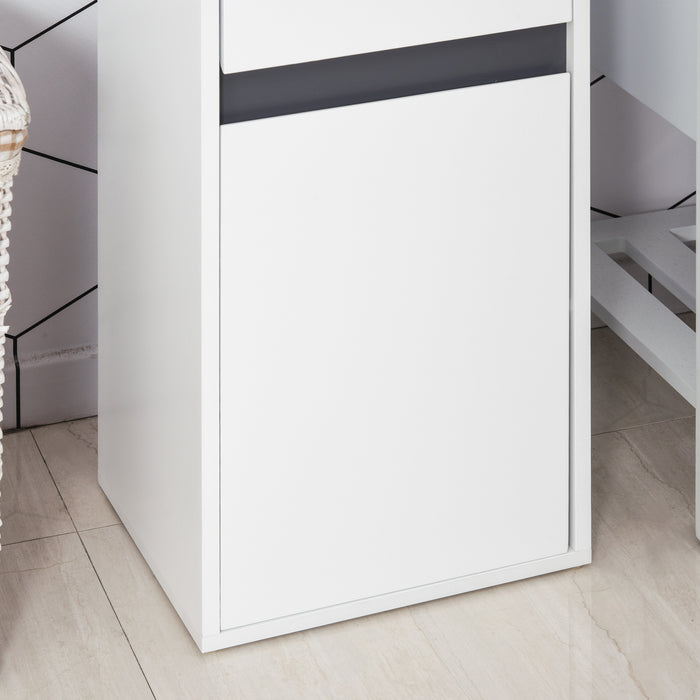 Modern Minimalistic Bathroom Storage Cabinet w/ Drawer Cupboard Adjustable Shelf Door Home Organiser Sleek Beautiful Freestanding Compact White