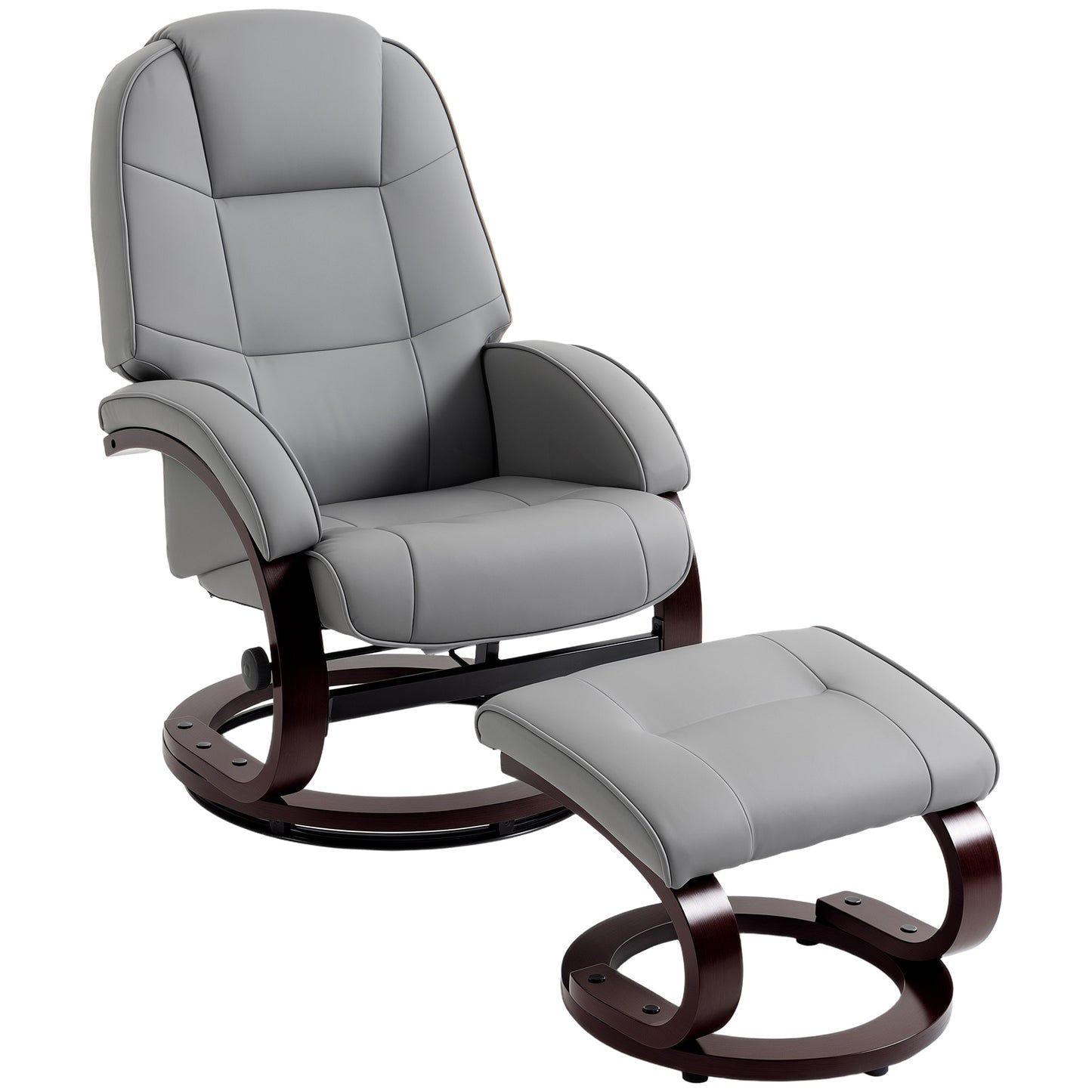 Recliner Chair with Footstool, Swivel Recliner Armchair, Grey