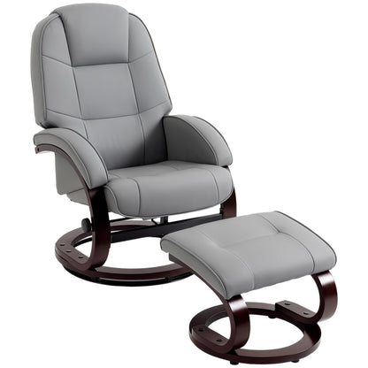 Recliner Chair with Footstool, Swivel Recliner Armchair, Grey