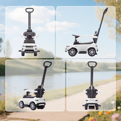 LAND ROVER Licensed Baby Push Car, 2-in-1 Ride on Car, White