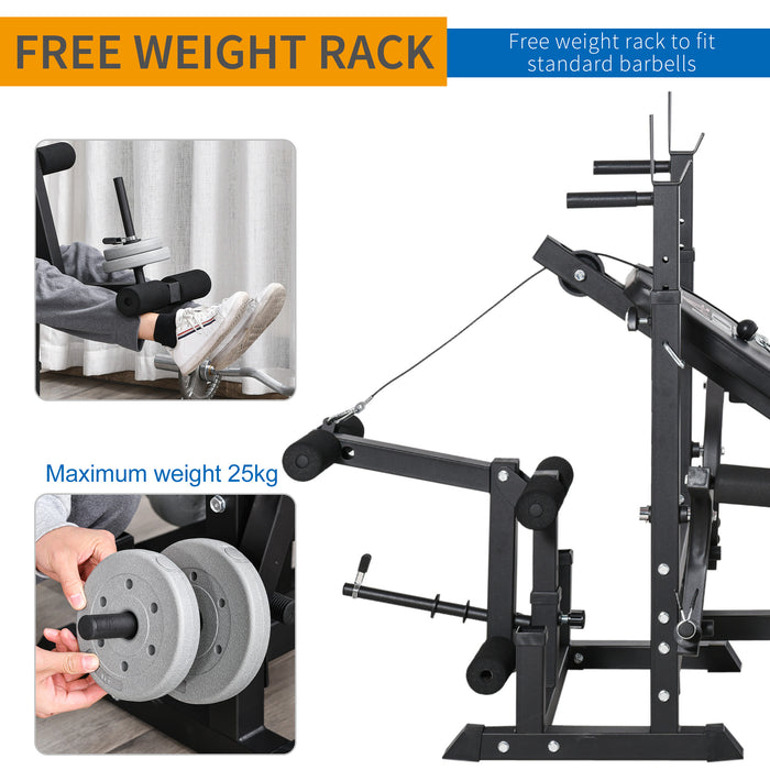 Multi-Exercise Full-Body Weight Rack with Bench Press, Leg Extension, Chest Fly Resistance Band & Preacher Curl