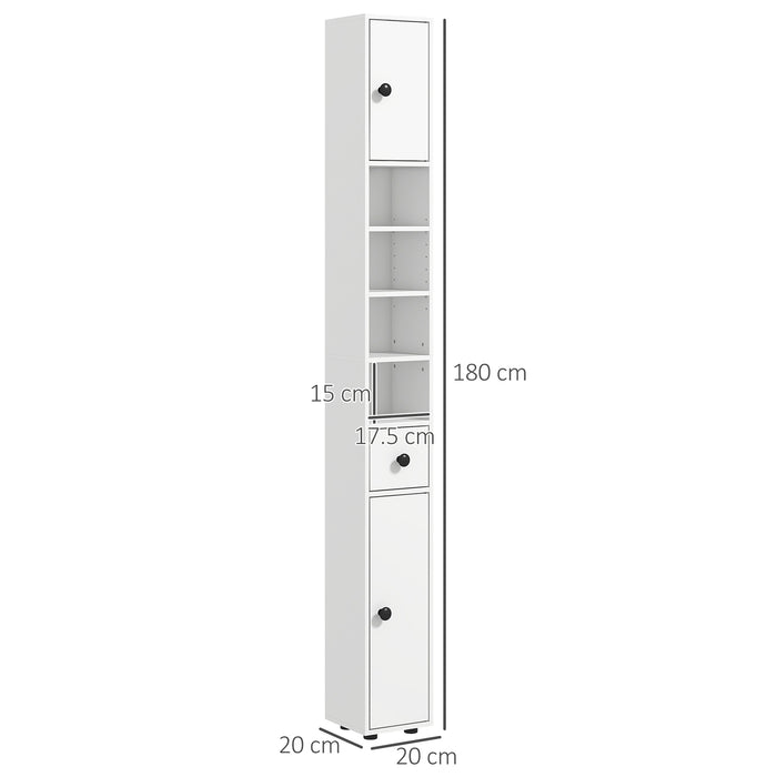 Kleankin Slim Bathroom Cabinet, Toilet Roll Storage w/ Open Shelfs, White