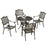 5PCs Garden Dining Conversation Set 4 Chairs Table Umbrella Hole