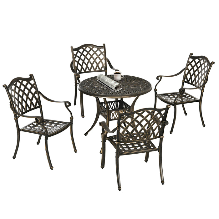 5PCs Garden Dining Conversation Set 4 Chairs Table Umbrella Hole