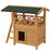 Cat House Outdoor w/ Balcony Stairs Roof, 77 x 50 x 73 cm, Natural