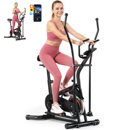 2-in-1 Cross Trainer and Exercise Bike with 6kg Flywheel and App Connectivity - Black