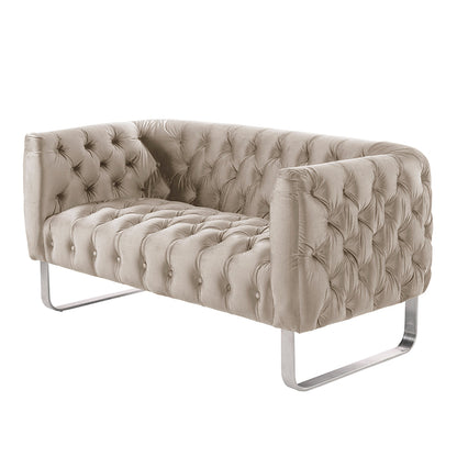Grosvenor Two Seat Sofa - Taupe - Brushed Silver