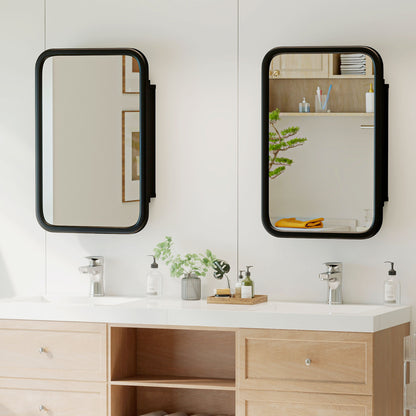 Bathroom Wall Cabinet with Mirror Black