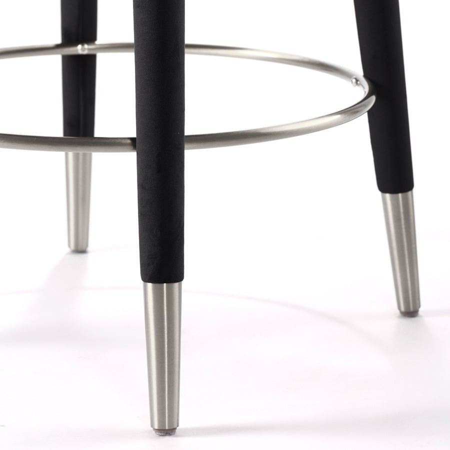 Sophia Counter Stool - Black - Silver Caps