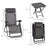 3pcs Folding Zero Gravity Chairs Sun Lounger Table Set w/ Cup Holders Reclining Garden Yard Pool, Dark Grey