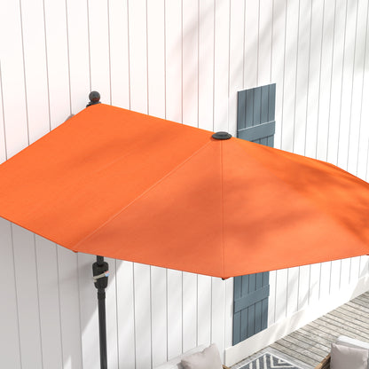 2m Half Garden Parasol Market Umbrella w/ Crank Handle, Orange