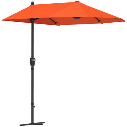 2m Half Garden Parasol Market Umbrella w/ Crank Handle, Orange