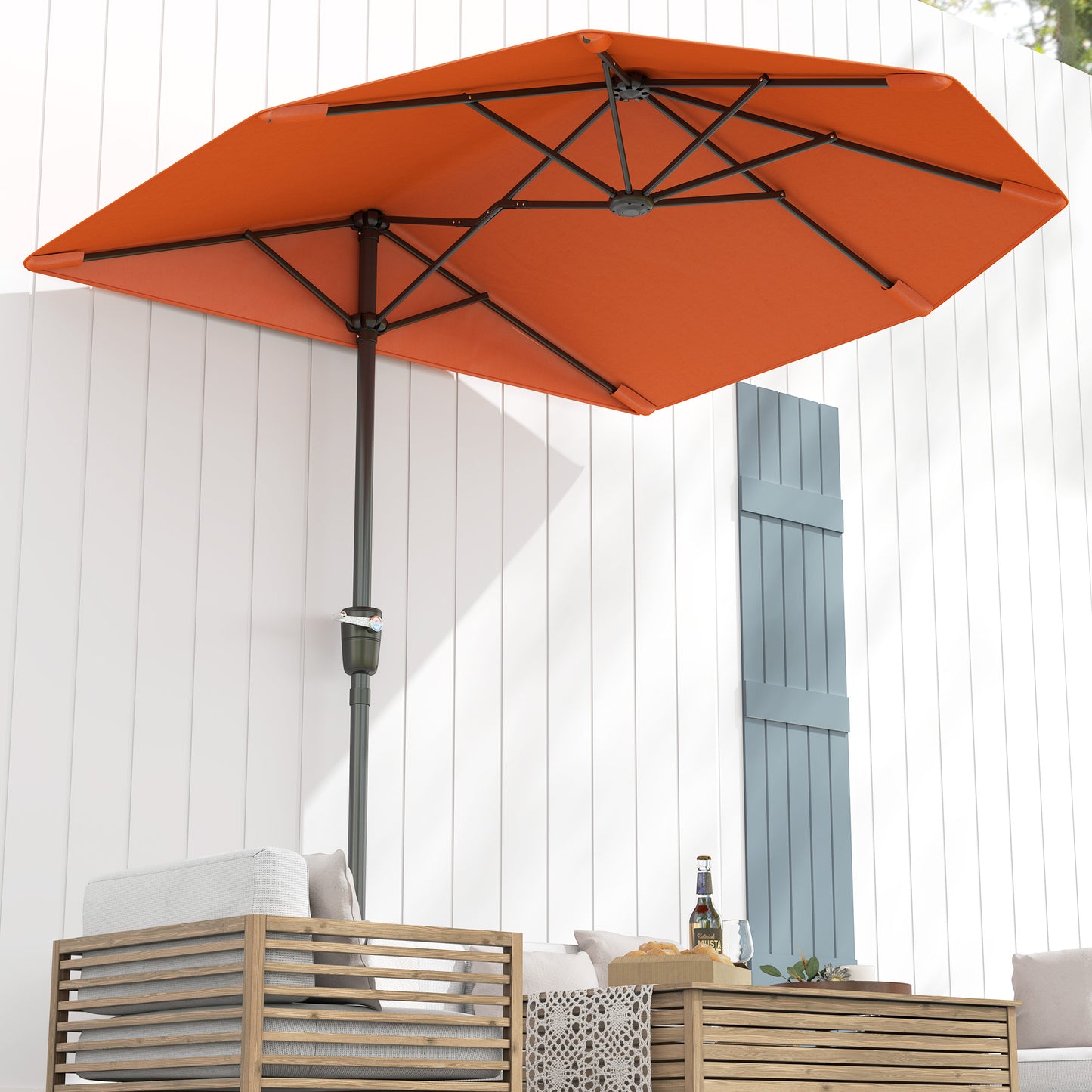 2m Half Garden Parasol Market Umbrella w/ Crank Handle, Orange