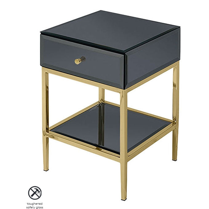 Stiletto Black Glass and Brass Side Table