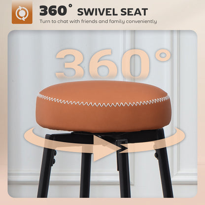 Swivel Bar Stools Set of 2, PU Leather Barstools with Footrest