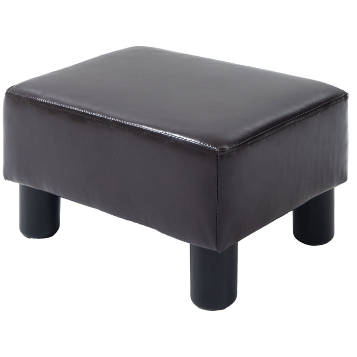 PU Leather Footstool Ottoman Cube with 4 Plastic Legs