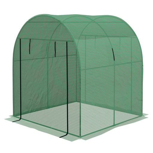 Polytunnel Greenhouse Walk-in Grow House with UV-resistant PE Cover, Doors and Mesh Windows, 1.8 x 1.8 x 2m, Green