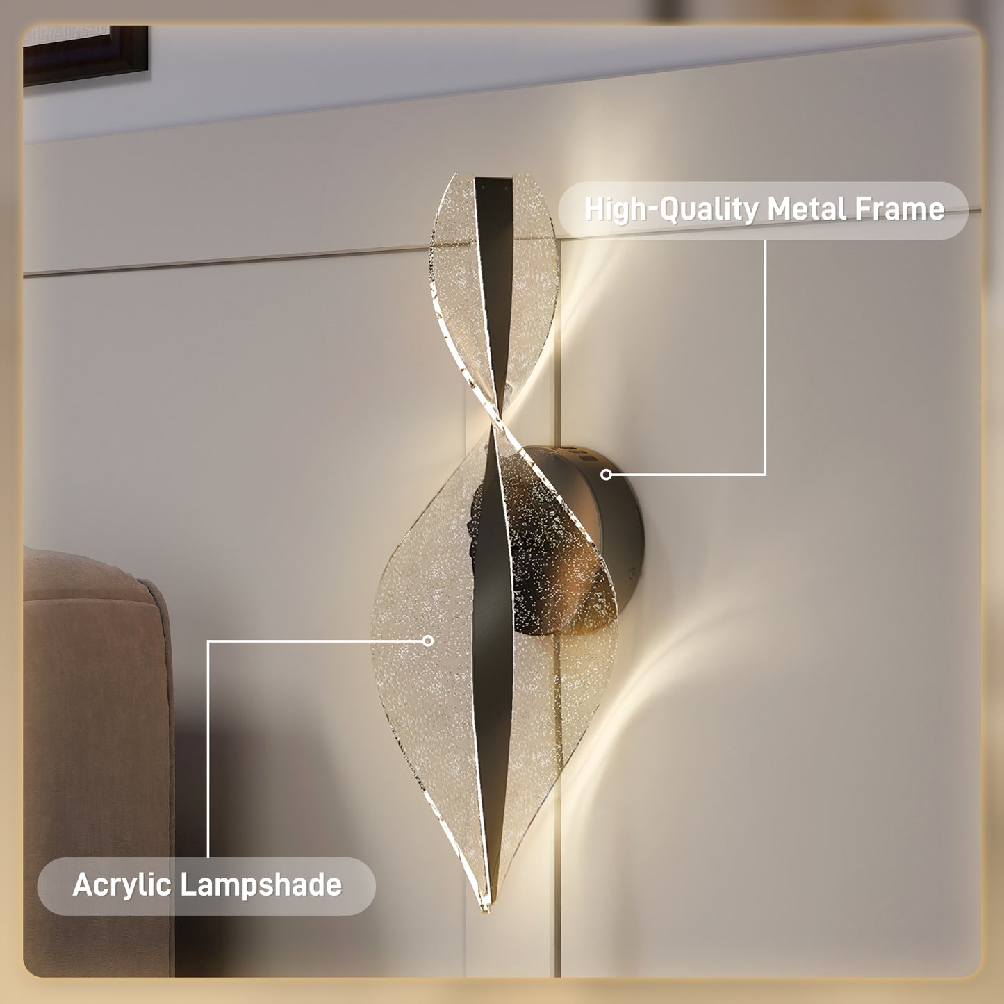 Led Wall Lamp 2 Pack, Modern Indoor Spiral Wall Light, Black