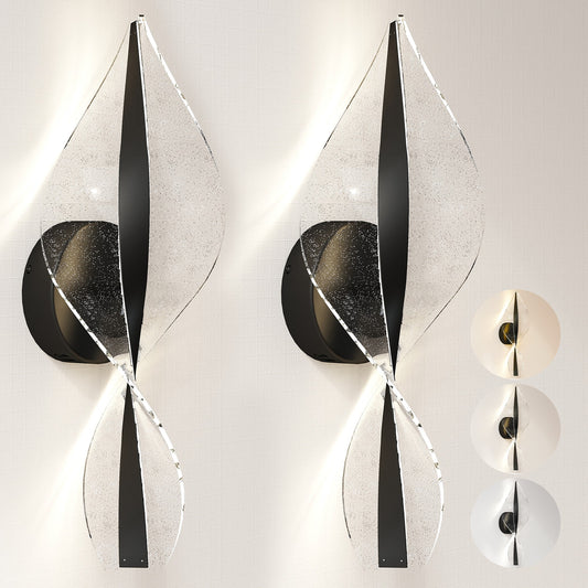Led Wall Lamp 2 Pack, Modern Indoor Spiral Wall Light, Black