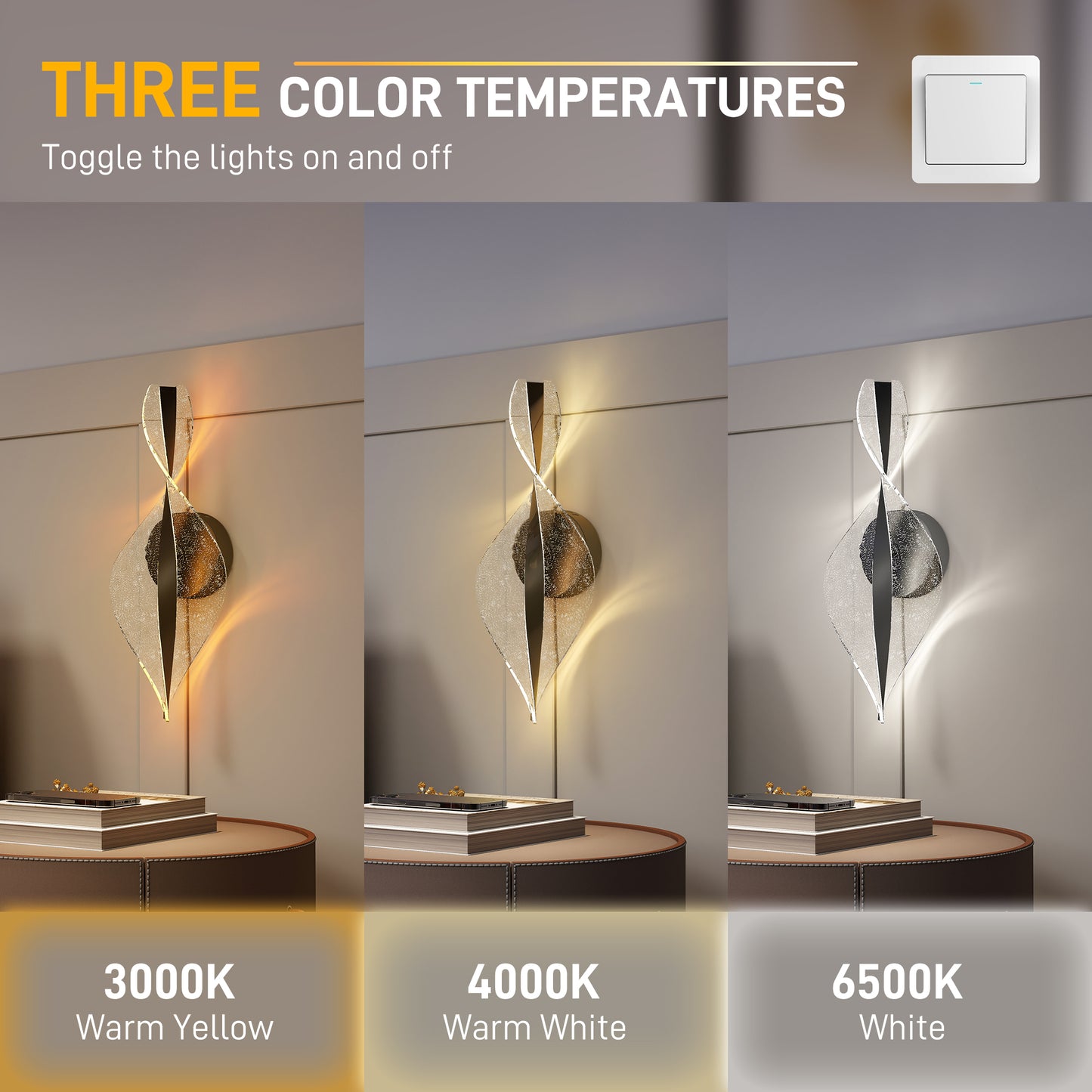 Led Wall Lamp 2 Pack, Modern Indoor Spiral Wall Light, Black