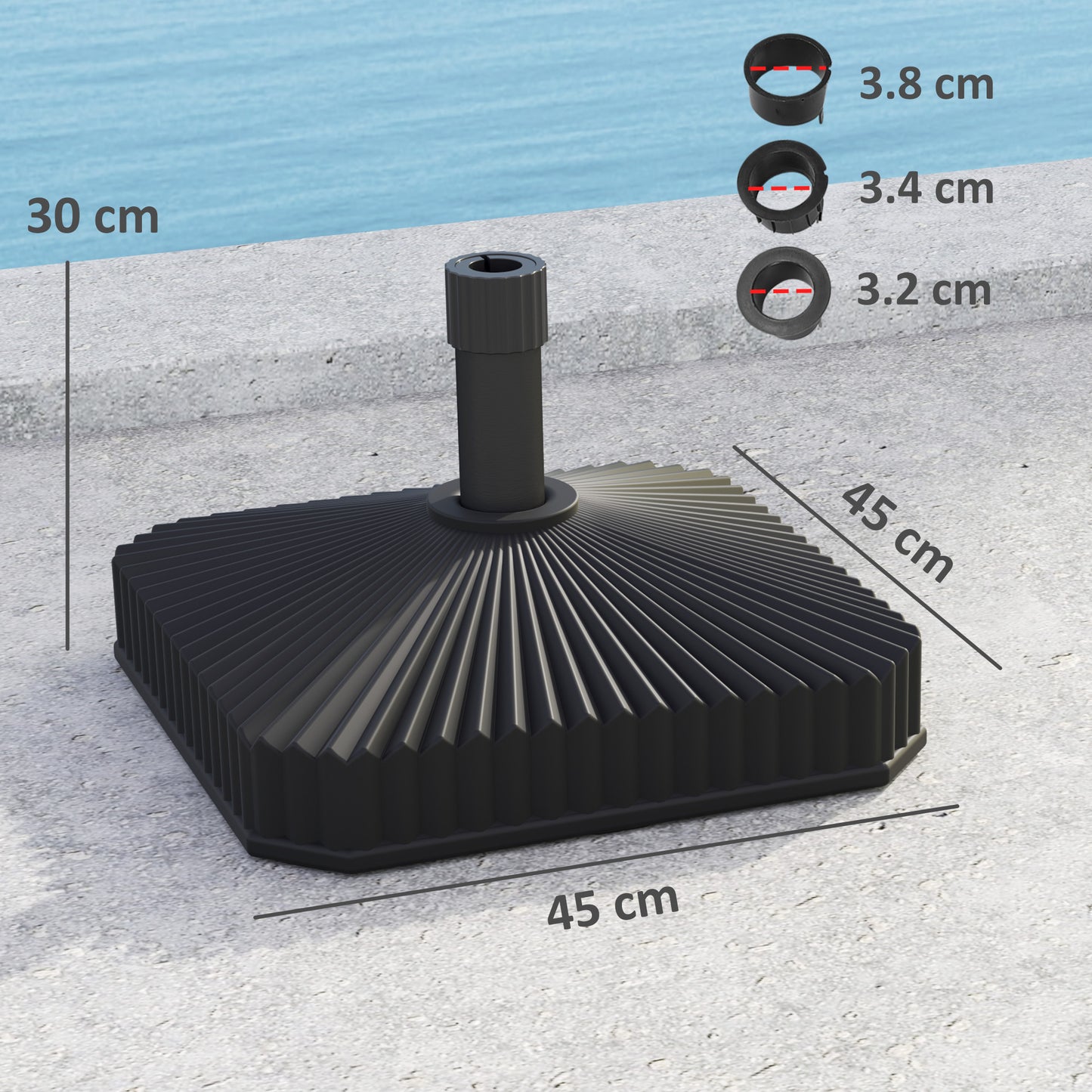 Patio Parasol Base Umbrella Stand, Sand/Water Filled, Black