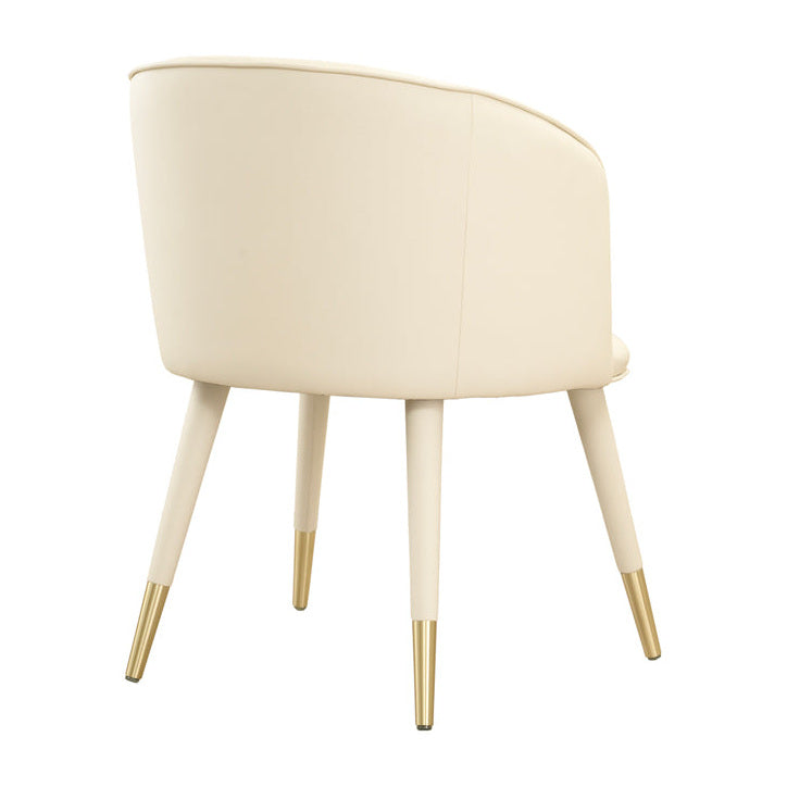 Bellucci Dining Chair - Cream Faux Leather – Brass Caps