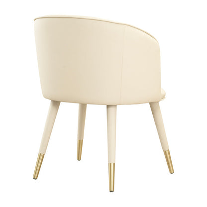 Bellucci Dining Chair - Cream Faux Leather – Brass Caps