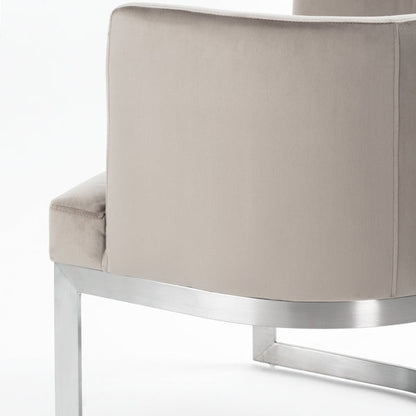 Lasco Dining Chair – Taupe - Brushed Stainless Steel Base
