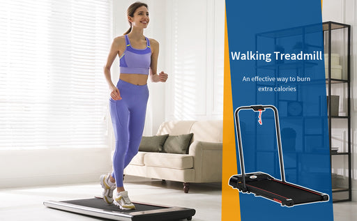 Foldable Walking Treadmill Aerobic Exercise Machine w/ LED Display, for Home, Office, Fitness Studio, Training Room