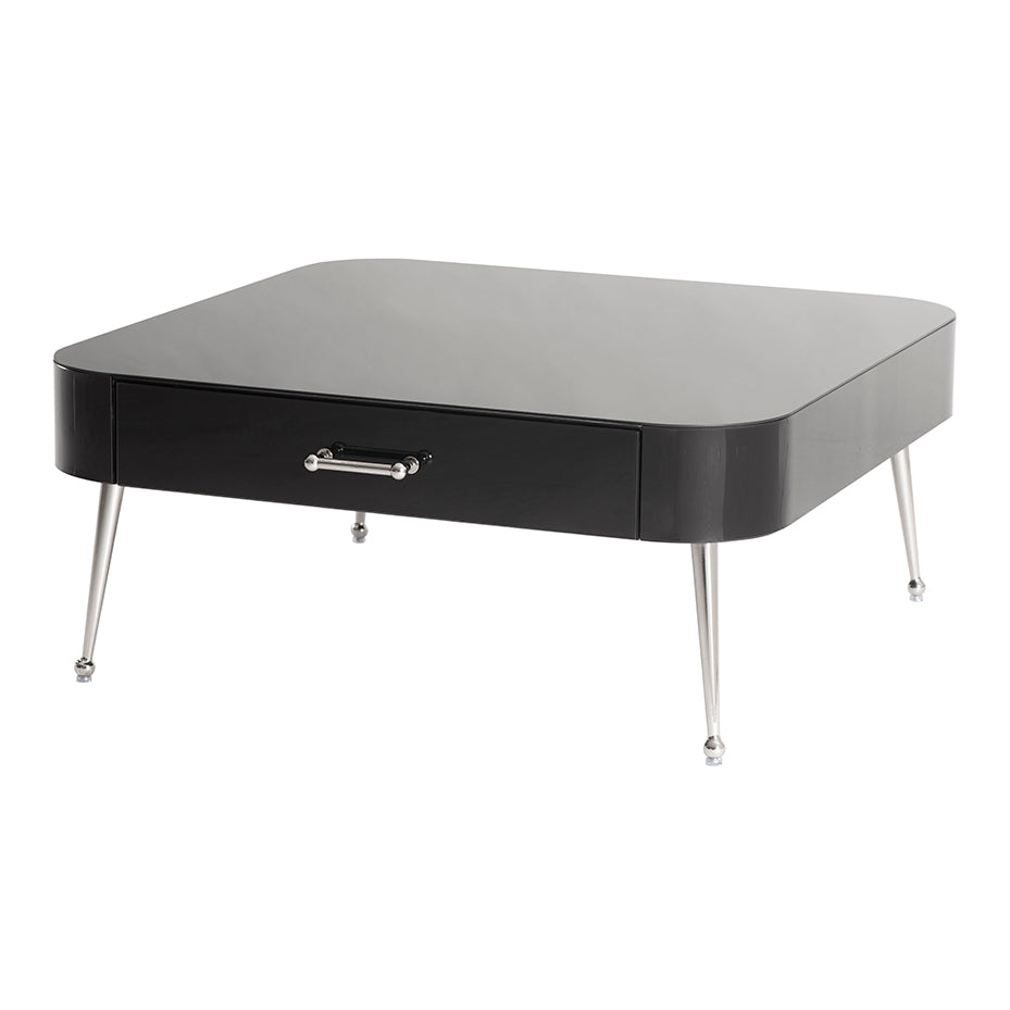 Mason Black Glass Coffee Table – Shiny Silver Legs