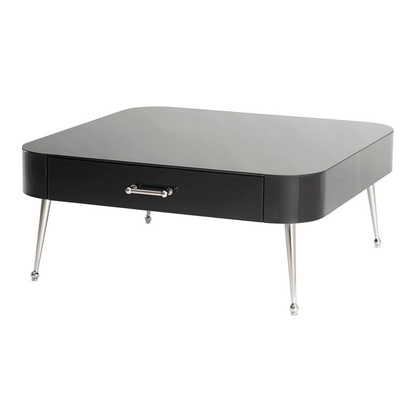 Mason Black Glass Coffee Table – Shiny Silver Legs