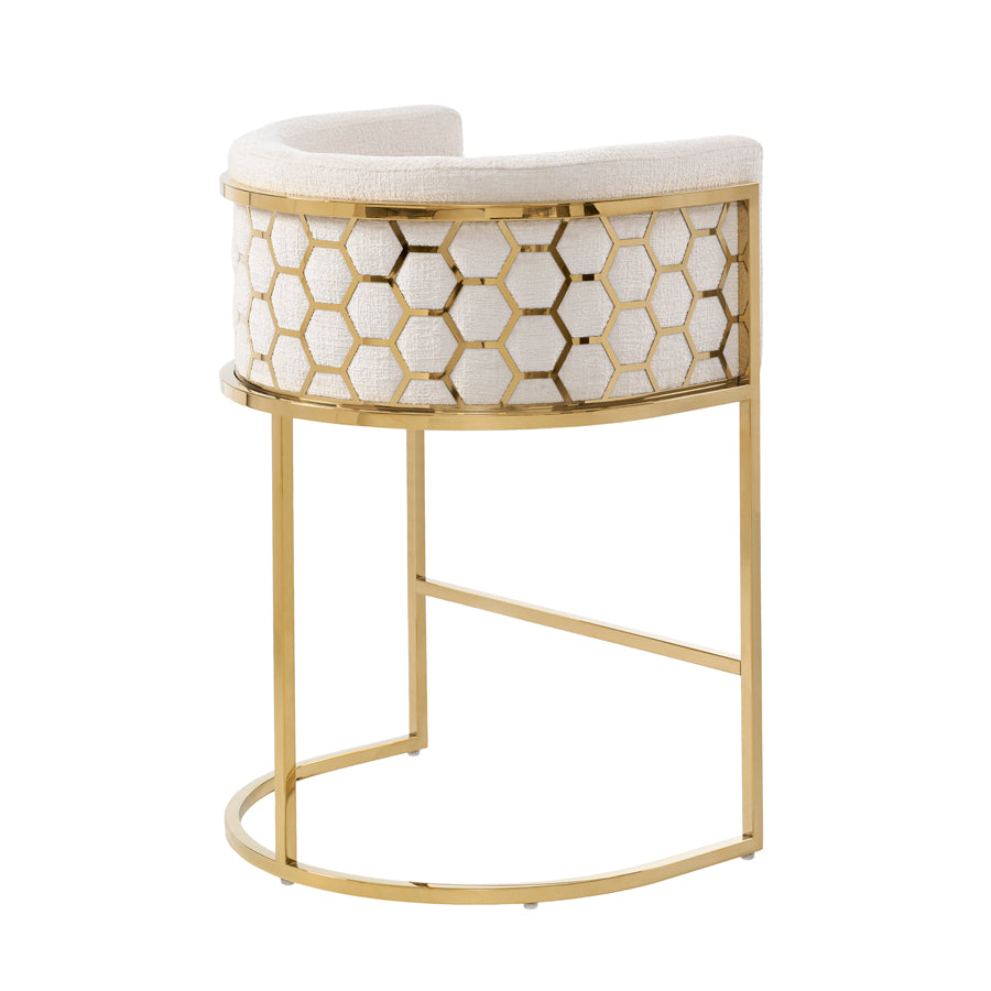 Alveare Counter Stool Brass - Light Taupe