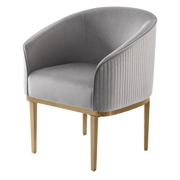 Ella Dining Chair - Dove Grey - Brass Base