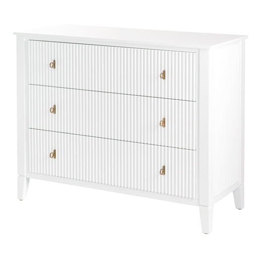 Heidi White Chest of Drawers Brass/Silver