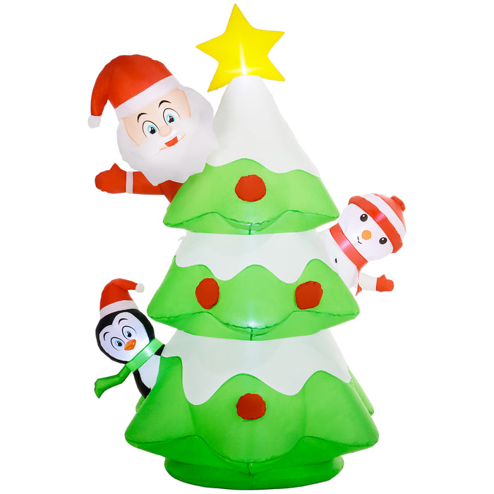 8ft Christmas Blow Up Christmas Tree with Santa Claus for Outdoor