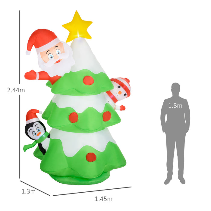 8ft Christmas Blow Up Christmas Tree with Santa Claus for Outdoor