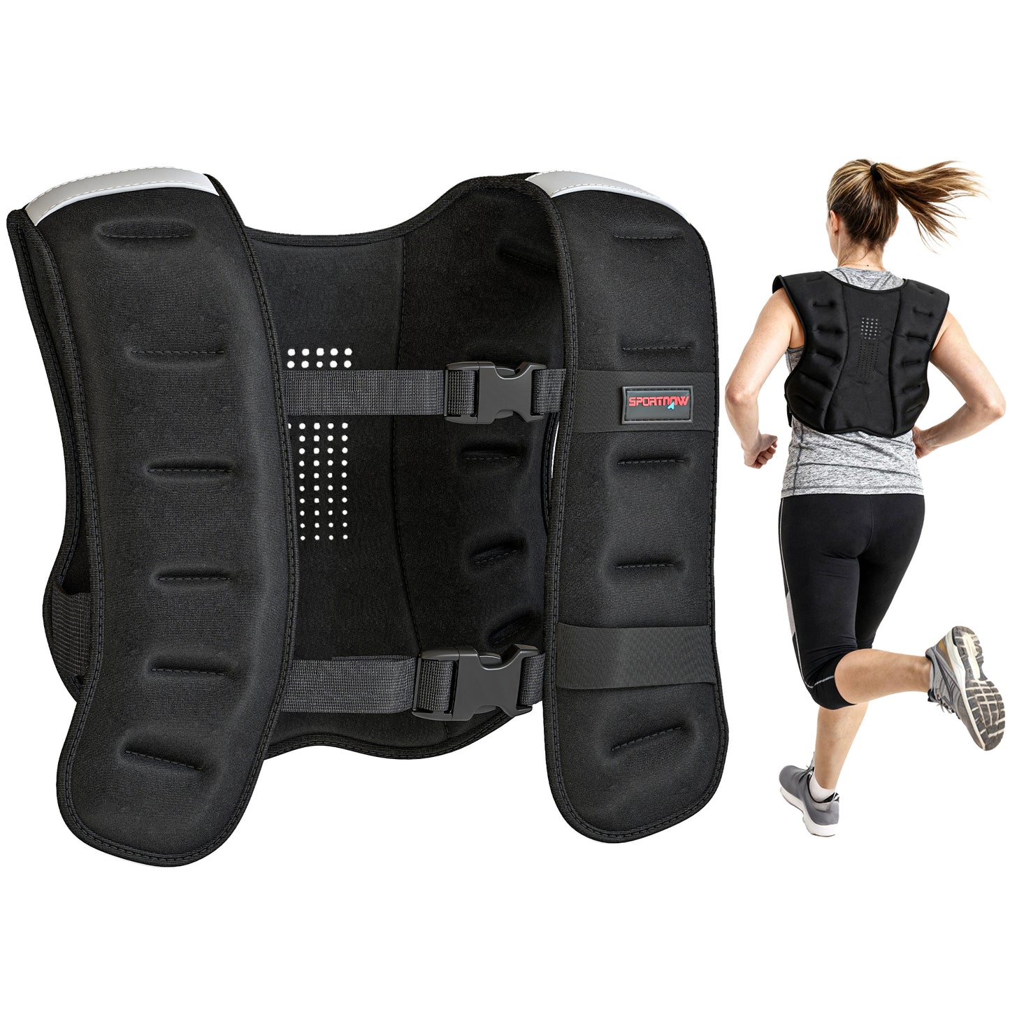 8kg Weighted Vest with Adjustable Straps and Reflective Strips