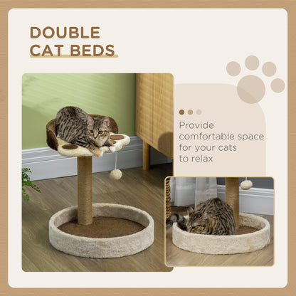 44cm Cat Tree with Sisal Cat Scratching Post, Toy Ball - Brown