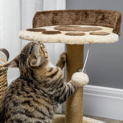 44cm Cat Tree with Sisal Cat Scratching Post, Toy Ball - Brown