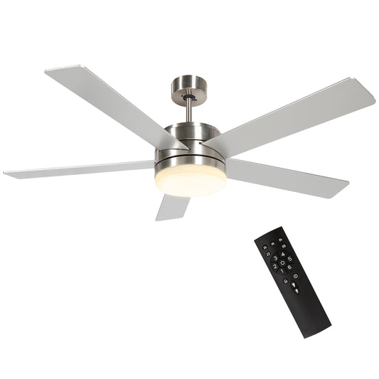 Mounting Reversible Ceiling Fan with Light, Remote, Silver & Natural