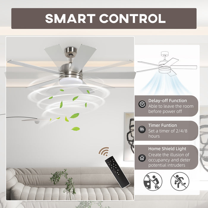 Mounting Reversible Ceiling Fan with Light, Remote, Silver & Natural