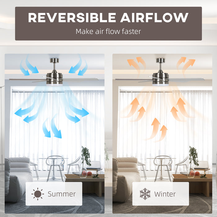 Mounting Reversible Ceiling Fan with Light, Remote, Silver & Natural