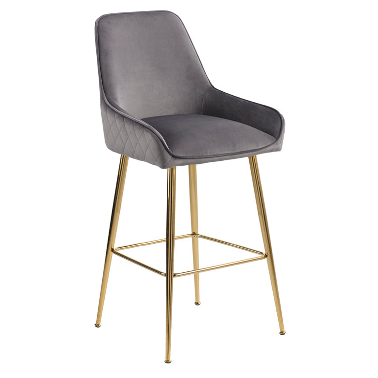 Watson Bar Stool - Storm Grey - Brass