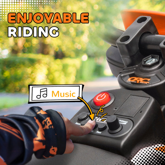 12V Kids Electric Motorbike w/ Twist Grip Throttle, Music - Orange