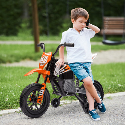 12V Kids Electric Motorbike w/ Twist Grip Throttle, Music - Orange