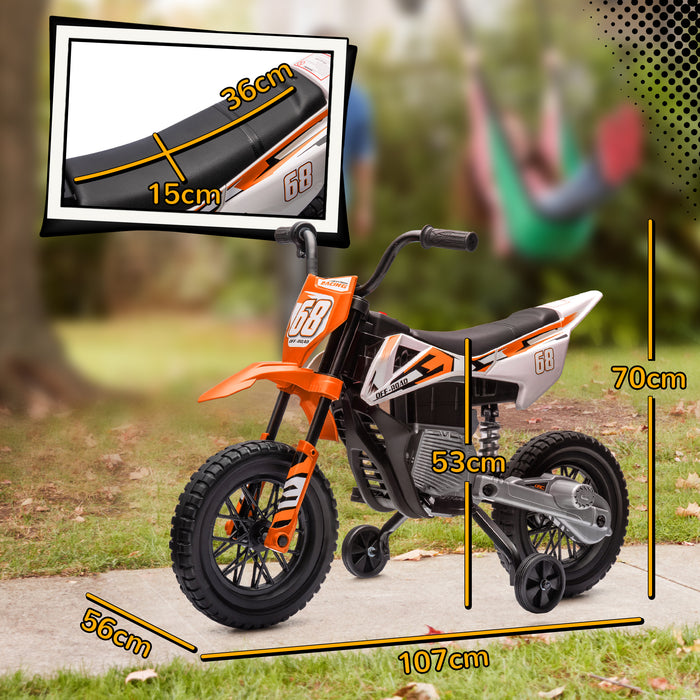 12V Kids Electric Motorbike w/ Twist Grip Throttle, Music - Orange