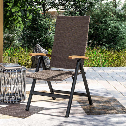 Outdoor Folding Rattan Chair, Dining Chair, Brown