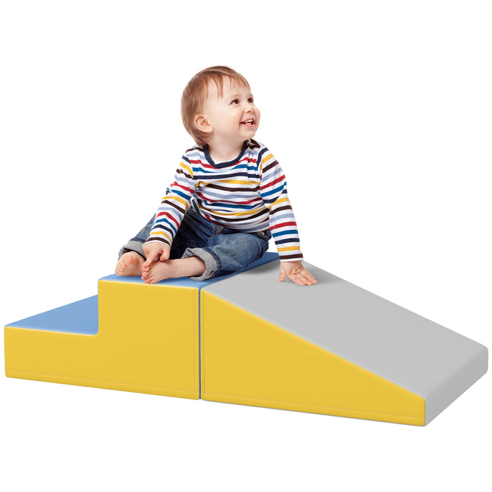 2 Piece Soft Play Set for Toddler Climb and Crawl, Grey